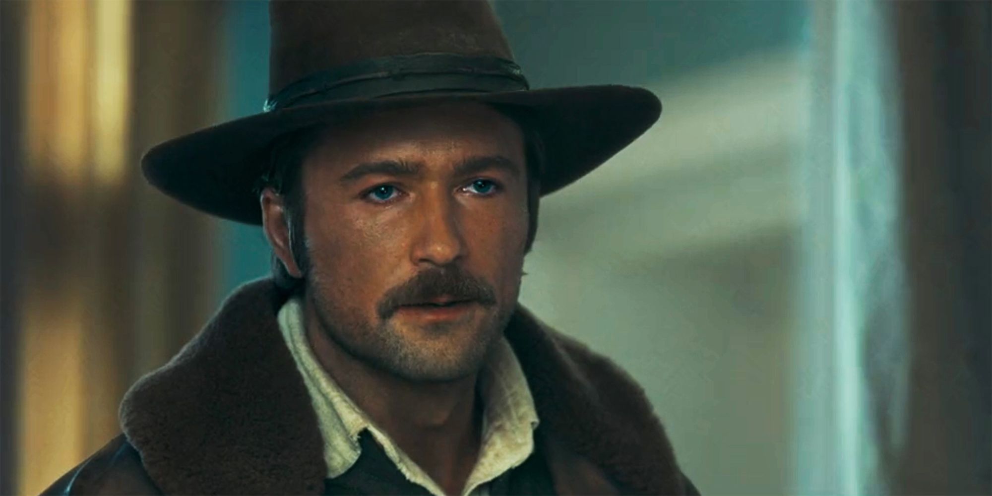 Spencer Dutton in a close up in 1923's finale