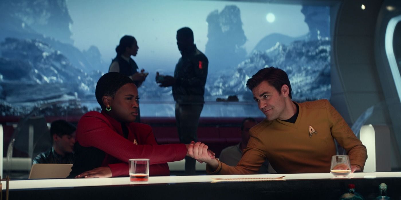 Star Trek Strange New Worlds Kirk Uhura meet