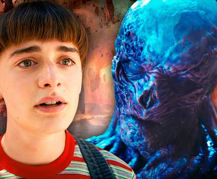 Уилл и Векна из "Stranger Things" с "Перевернутым миром" на заднем плане