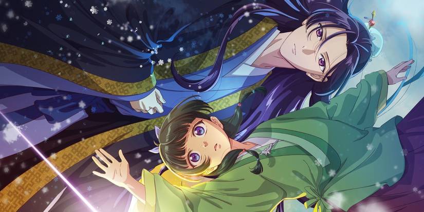 The Apothecary Diaries - Maomao and Jinshi laying down next to each other on the poster for the second season