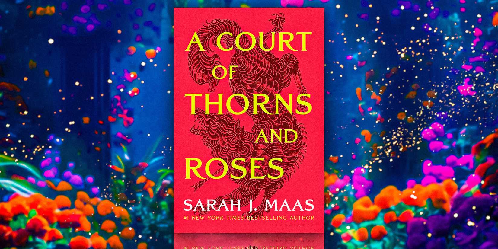 The Cover Of A Court Of Thorns & Roses With A Blue Background And Flowers
