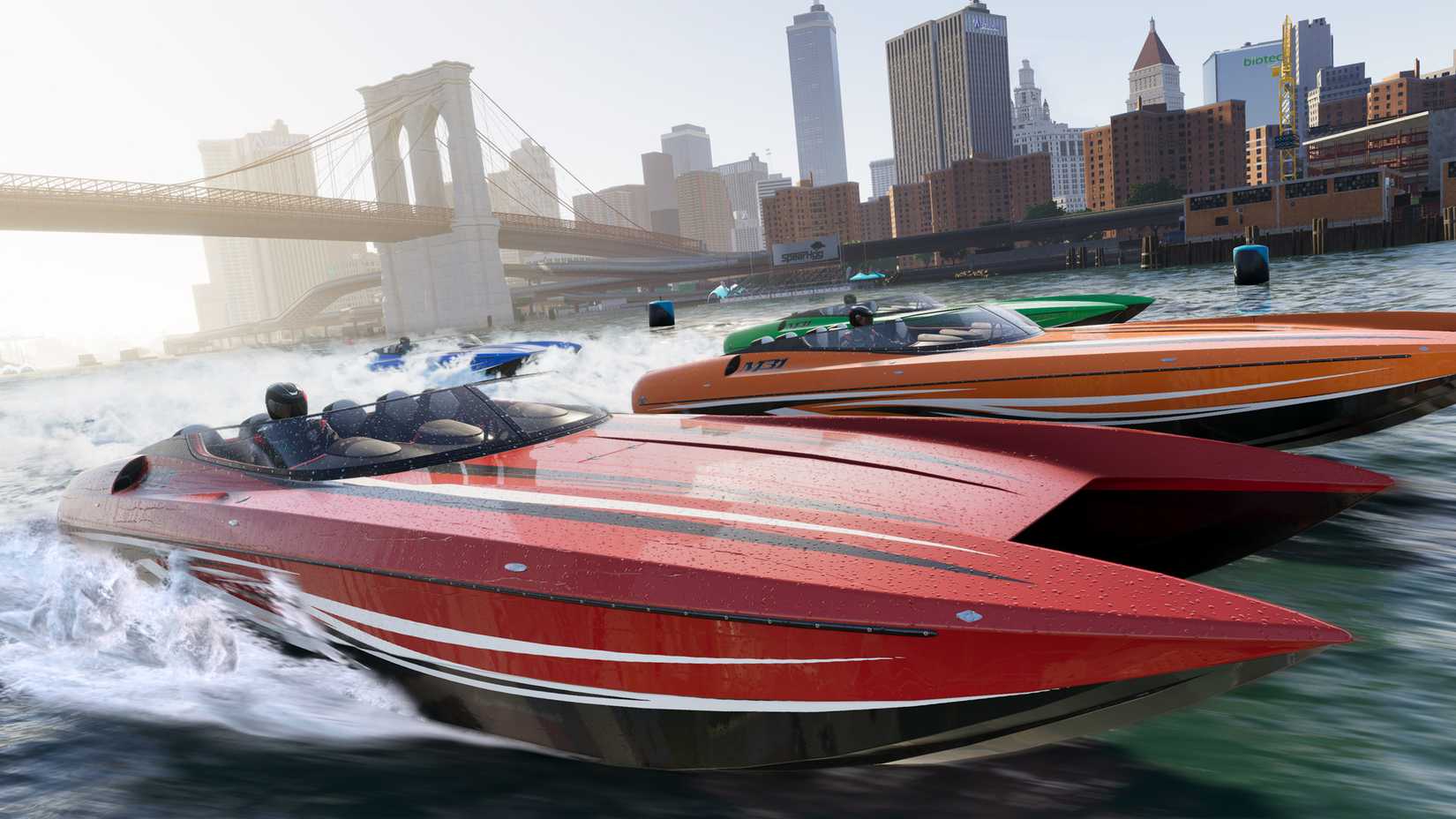 The crew 2 boats racing through the water