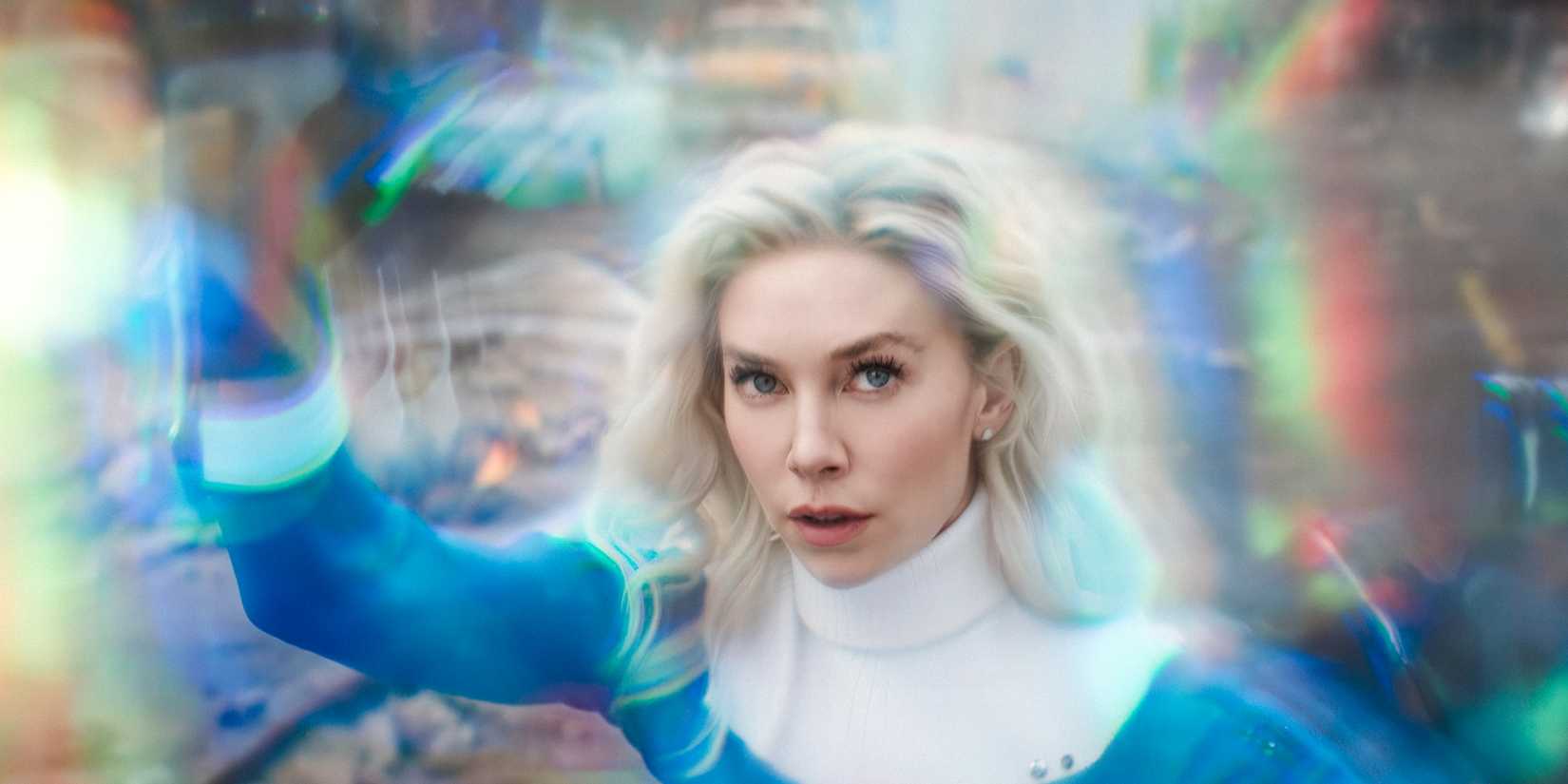Sue Storm / Invisible Woman (Vanessa Kirby) using her powers in The Fantastic Four: First Steps