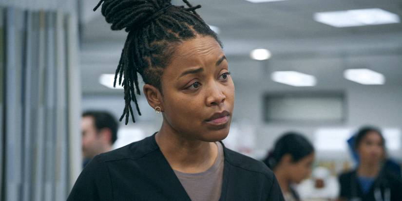 Dr. Parker Ellis (Ayesha Harris) looking puzzled in The Pitt Season 1 Ep 15