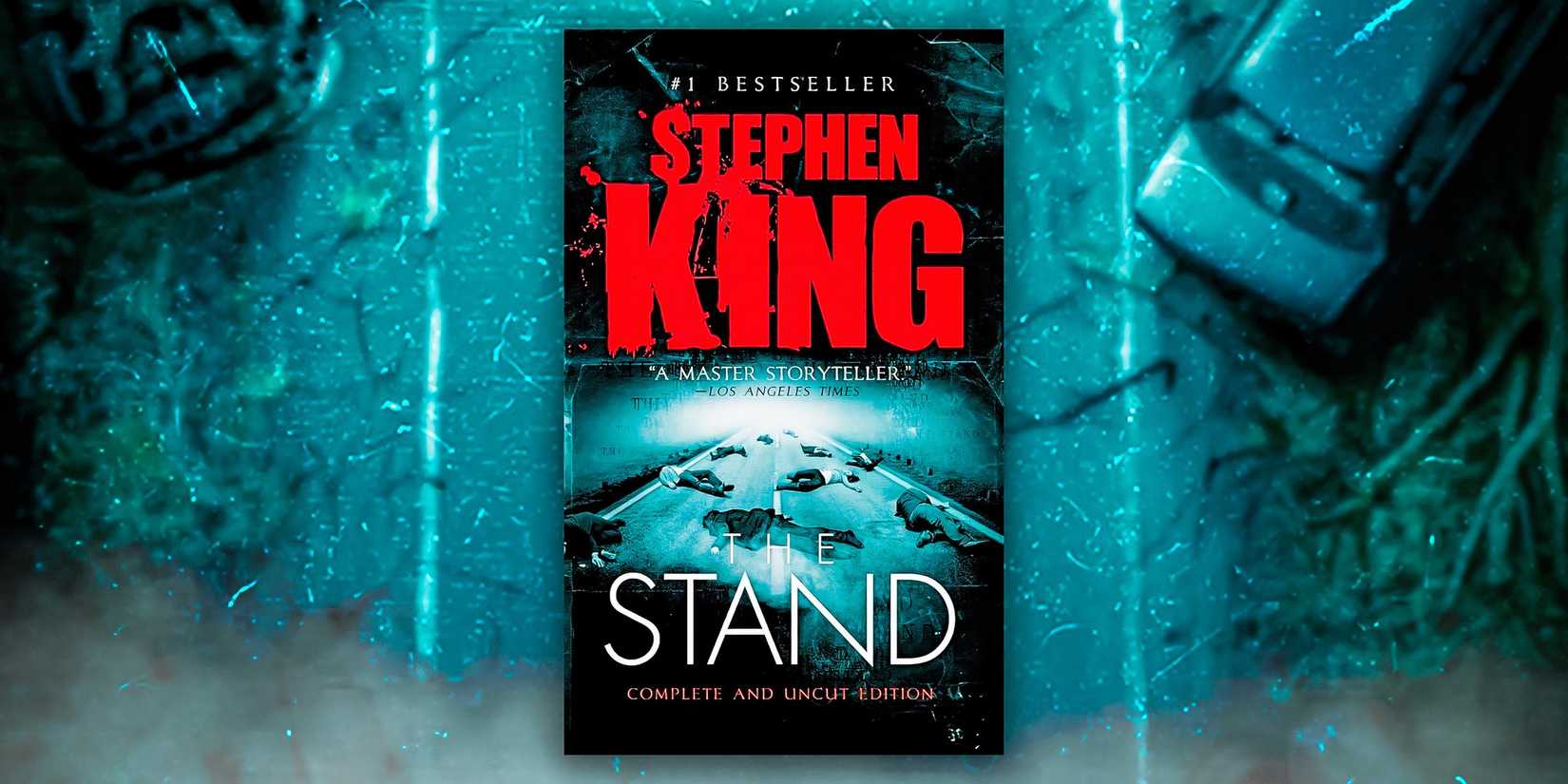 The cover of The Stand on a blue background