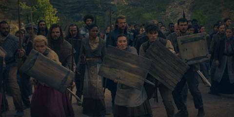 Villagers ready to fight in The Wheel of Time Season 3 Ep 7