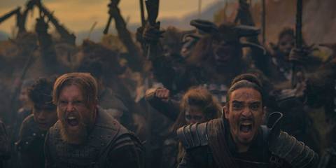 The opposing team letting out a war cry in The Wheel of Time Season 3 Ep 7