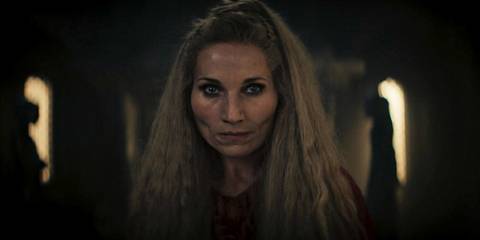 Liandrin Guirale (Kate Fleetwood) with an intimidating gaze in The Wheel of Time Season 3 Ep 8