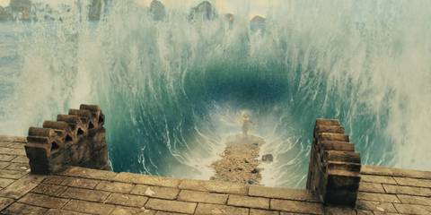 Nynaeve al'Meara (Zoë Robins) manages to part the sea in The Wheel of Time Season 3 Ep 8