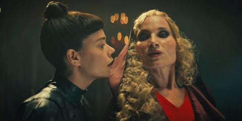Moghedien (Laia Costa) threatens Liandrin Guirale (Kate Fleetwood) in The Wheel of Time Season 3 Ep 8