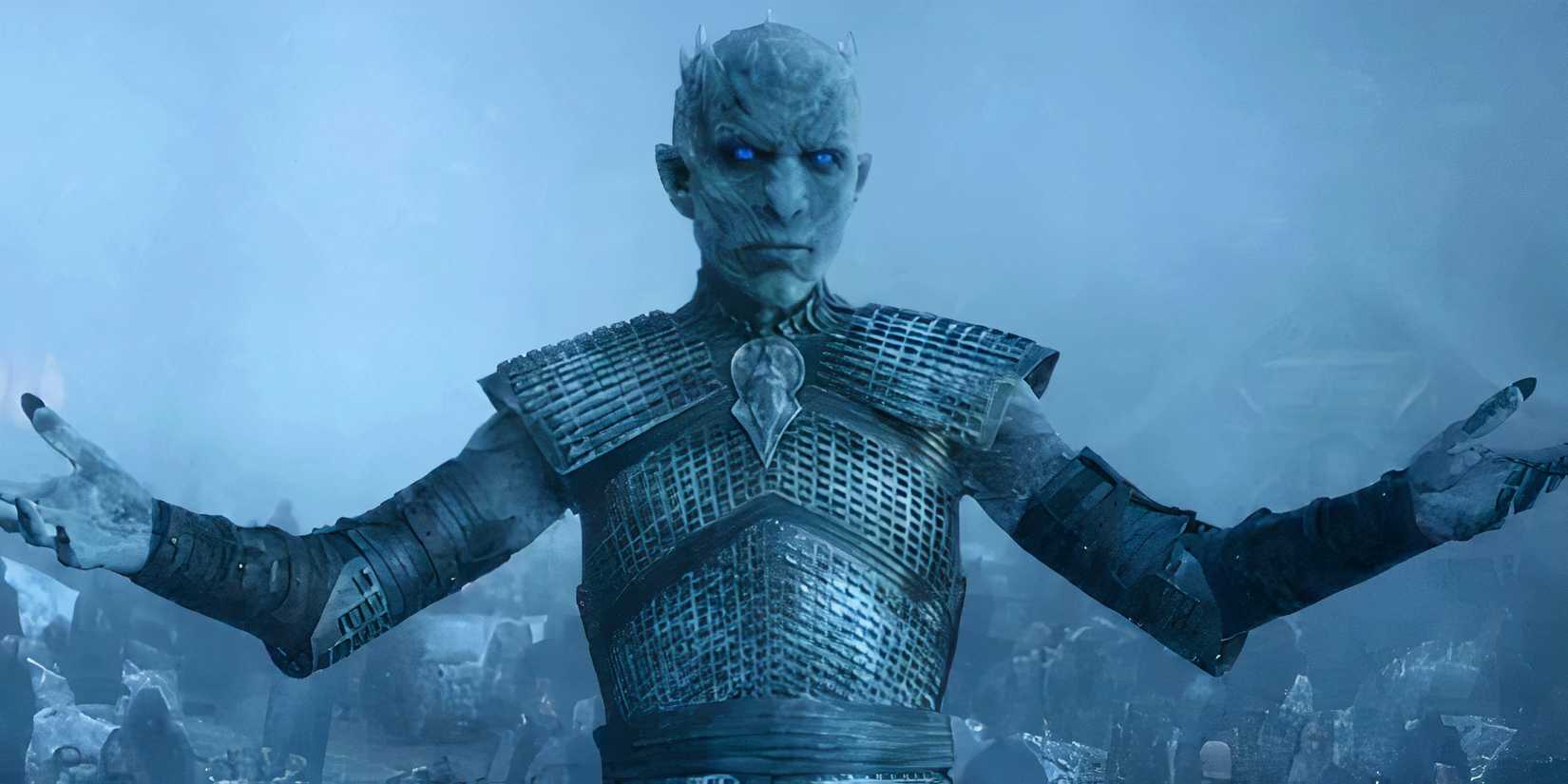 The Night King raising his arms in Game of Thrones