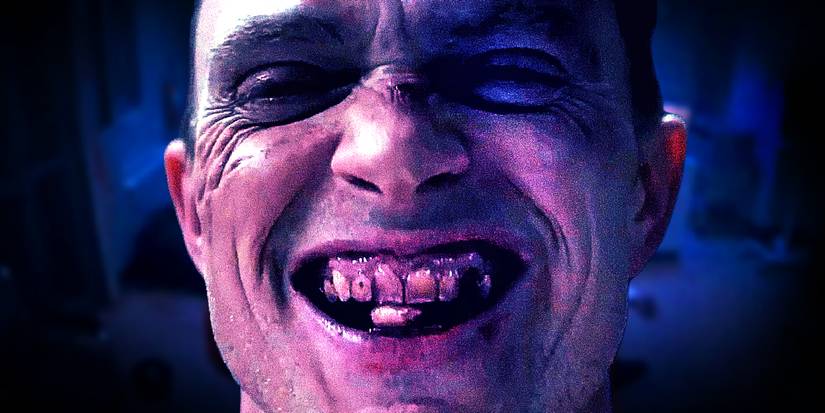 Wilson Bethel como Benjamin Poindexter, o Bullseye, usando seu dente quebrado como arma em Daredevil Born Again episódio 8