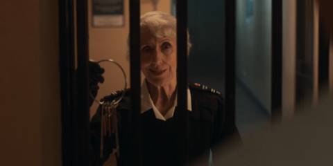 Mrs. Flood as a prison guard in Doctor Who