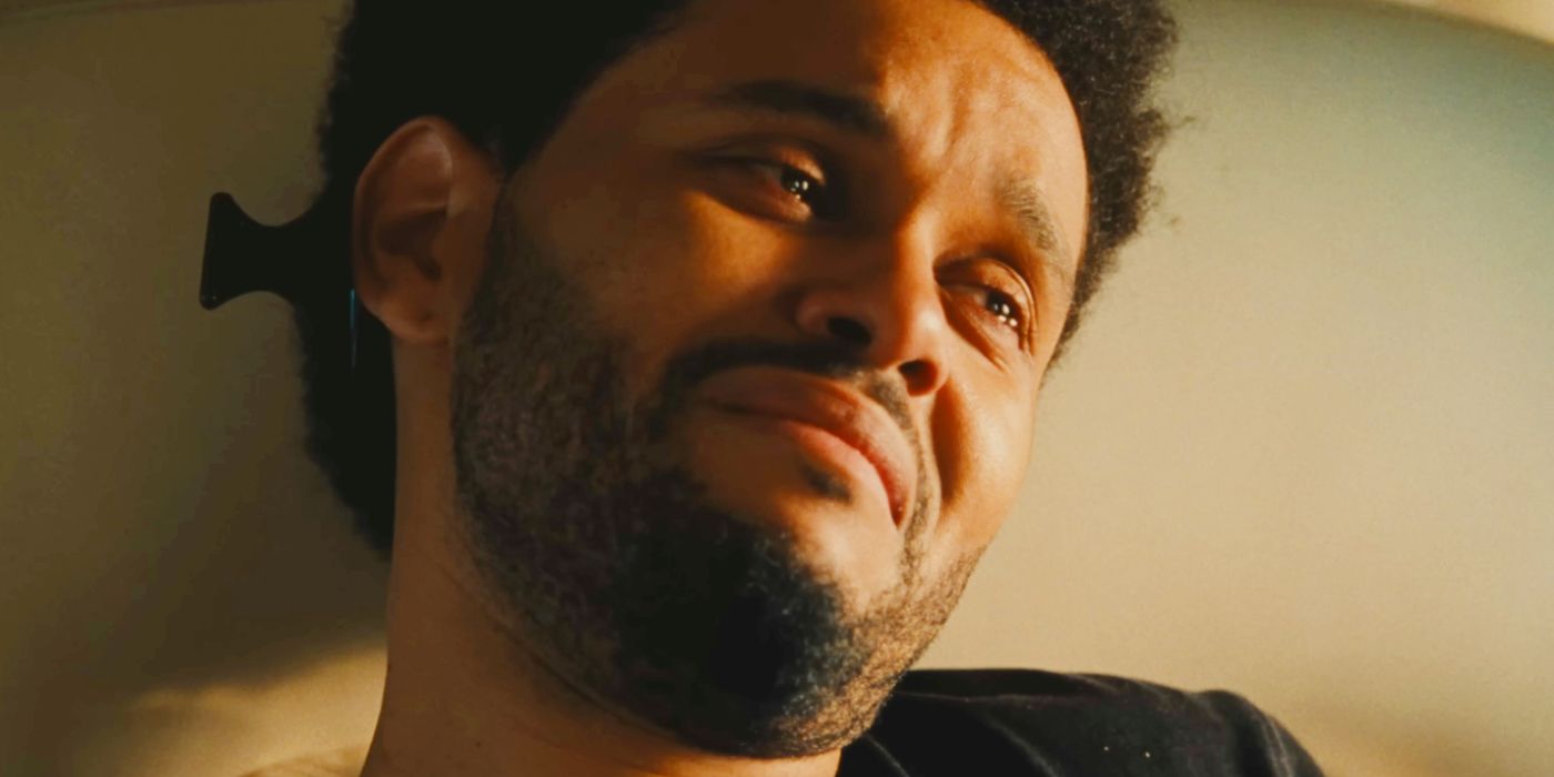 Abel Tesfaye with tears in his eyes in Hurry Up Tomorrow