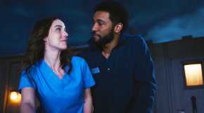 Adelaide Kane as Jules Millin and Anthony Hill as Winston Ndugu in Grey's Anatomy season 21 episode 15-1