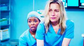 Alexis Floyd as Simone Griffith and Piper Perabo as Jenna Gatlin in Grey's Anatomy season 21 episode 18
