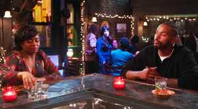 Alexis Floyd as Simone Griffith and Trevor Jackson as an unnamed intern in Grey's Anatomy season 21, episode 17