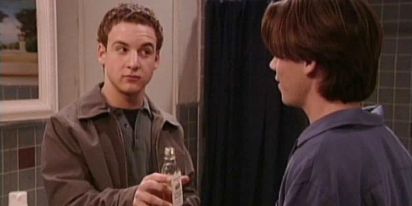 Boy Meets World Cory offering a bottle to Shawn