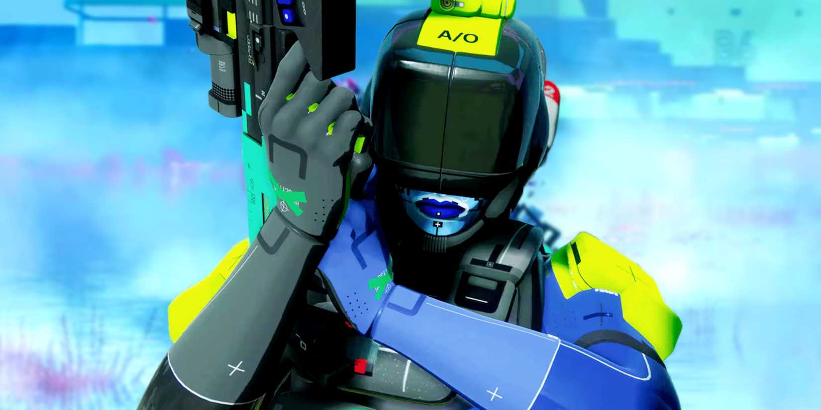 What You Need For Every Raid 1 Bungie Marathon character holding up a gun wearing bright blue and yellow.