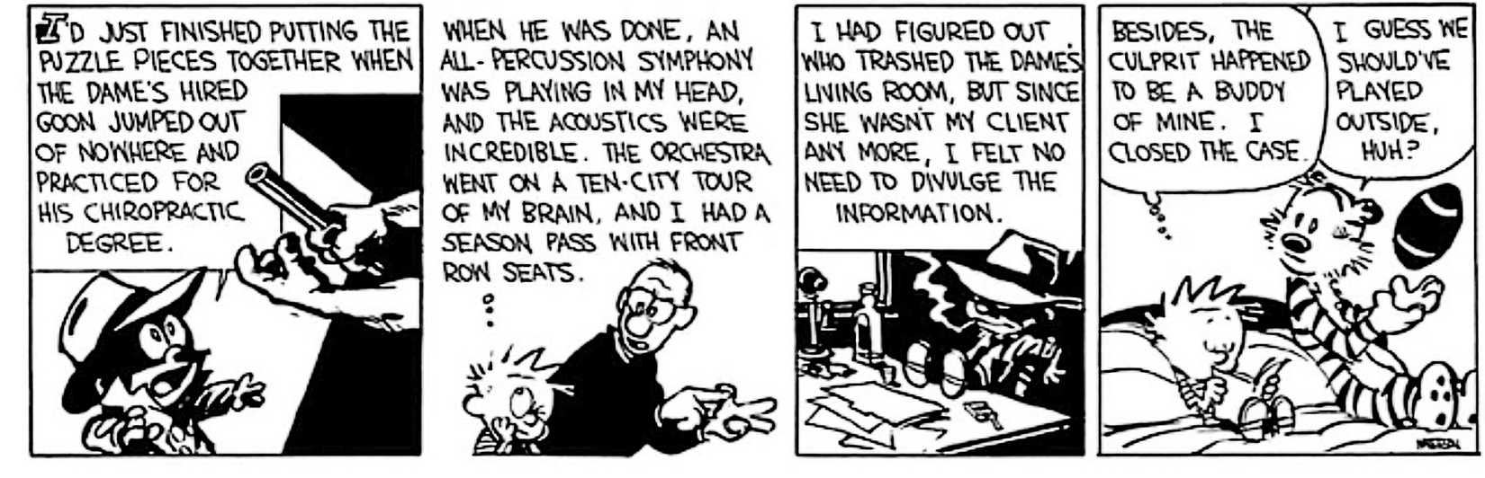 Calvin and Hobbes, March 2, 1991, Calvin's time as Tracer Bullet is ended by his dad