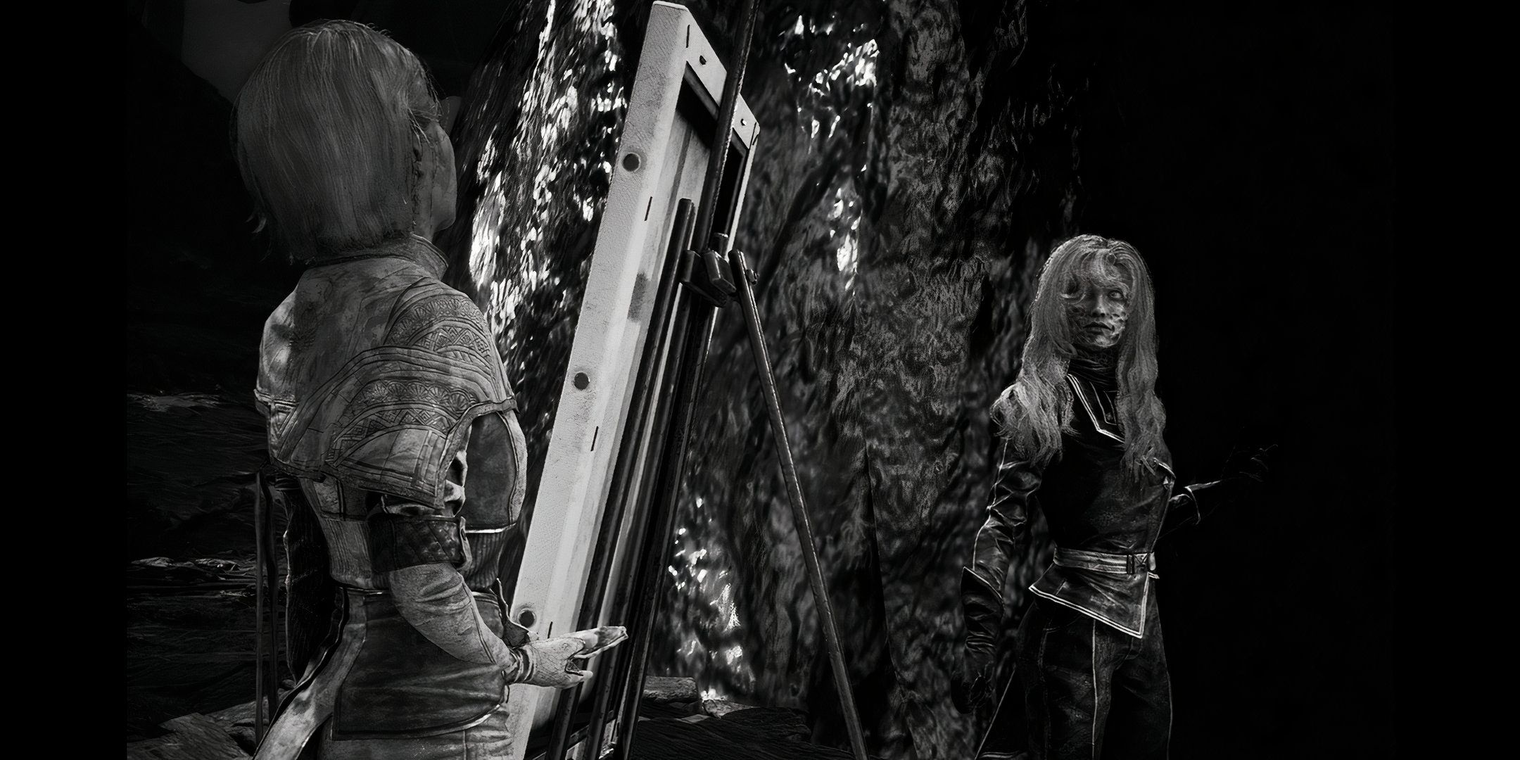 Clair obscur maelle and alicia with painting easel