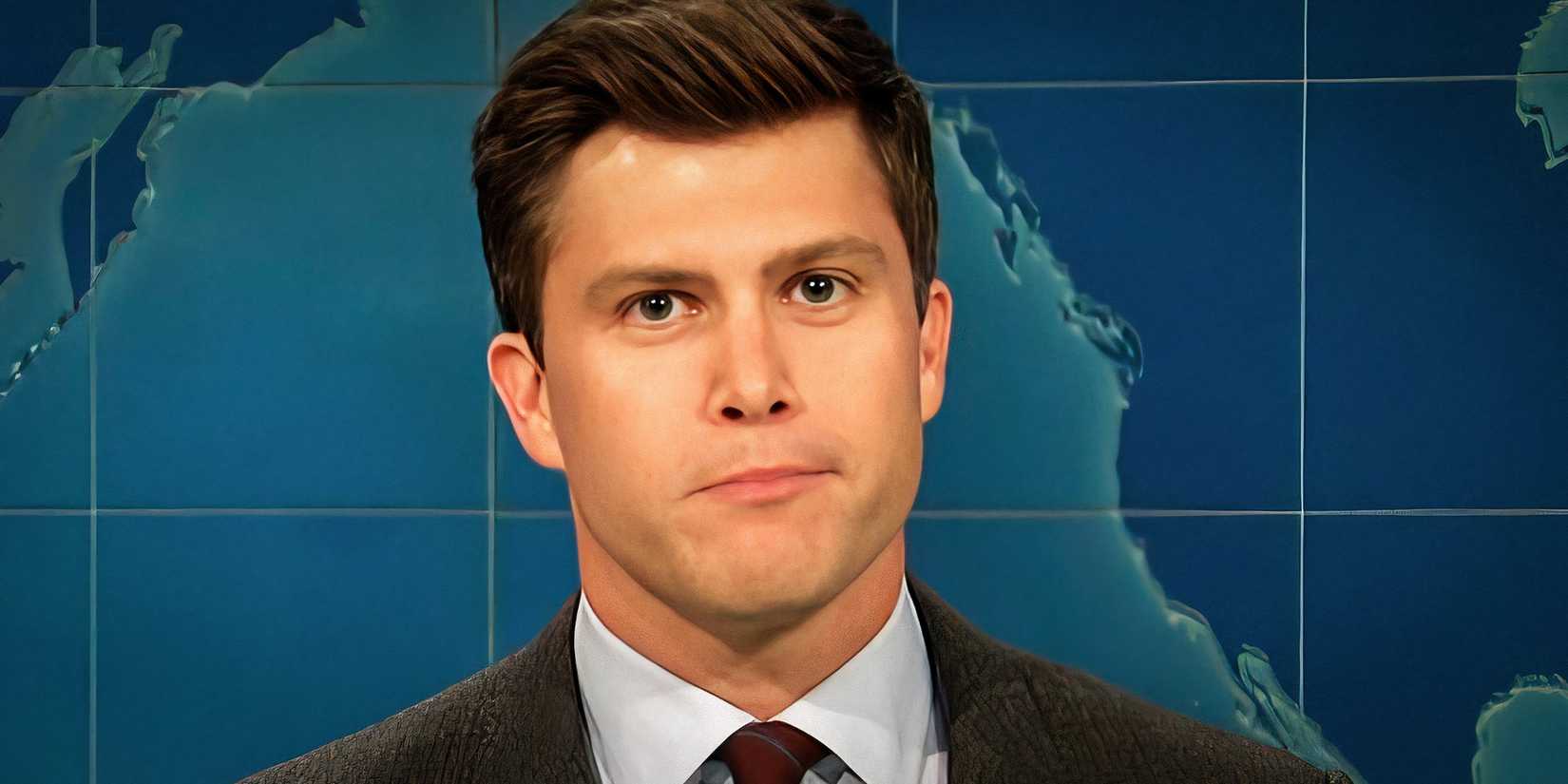 Colin Jost during Weekend Update on Saturday Night Live.