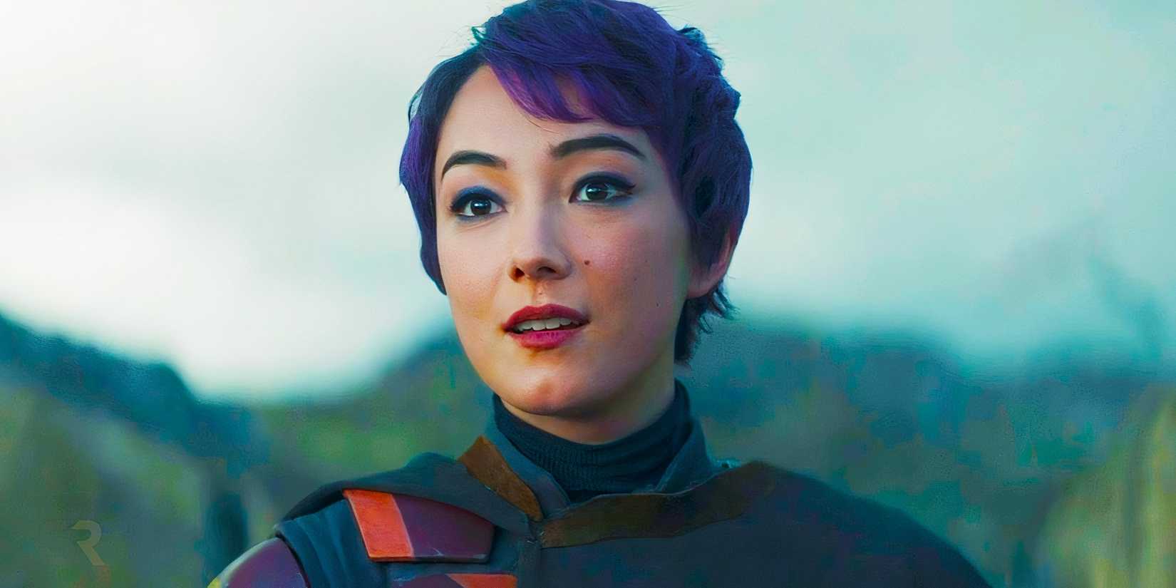 Sabine Wren (Natasha Liu Bordizzo) olha esperançosa para fora da tela em Peridea.