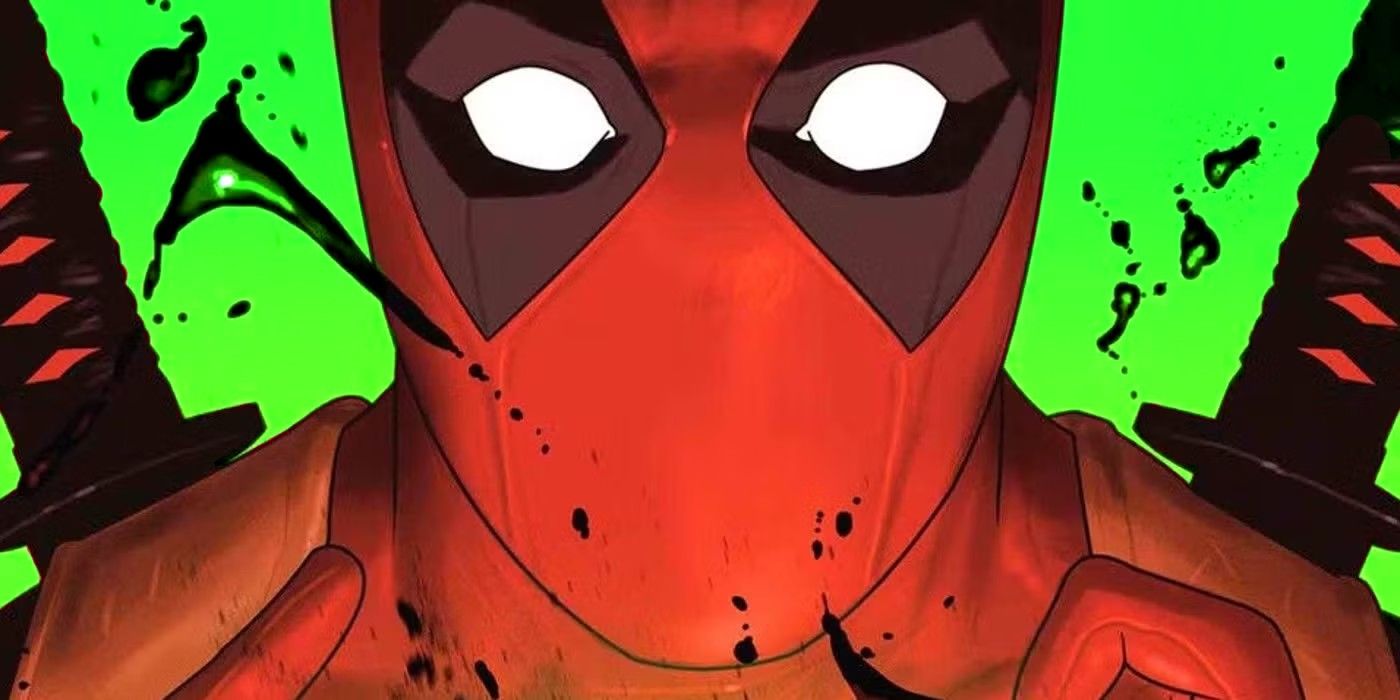 deadpool looking shocked against green background