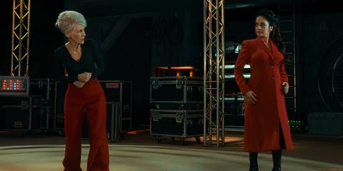 Doctor Who Season 15 The Interstellar Song Contest Anita Dobson and Archie Panjabi as Mrs. Flood and The Rani post bigeneration-2
