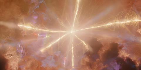 the lights of the Doctor's regeneration spanning across the universe in Doctor Who