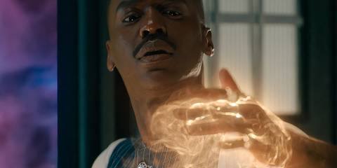 the Fifteenth Doctor looks at his regenerating hand in Doctor Who