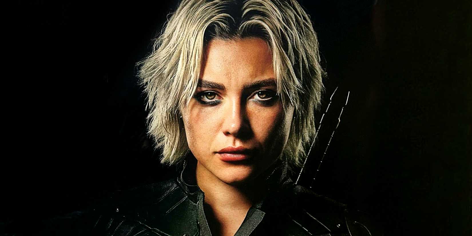 Florence Pugh's Yelena Belova looks directly at the camera in Thunderbolts poster