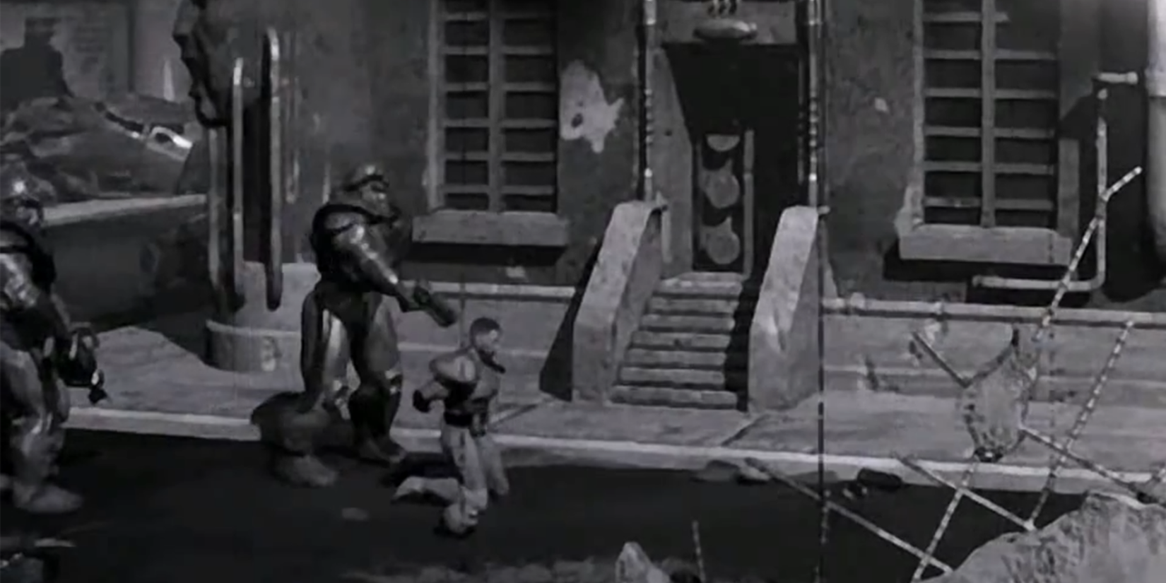 Lutador pela liberdade canadense em Fallout 1 sendo executado