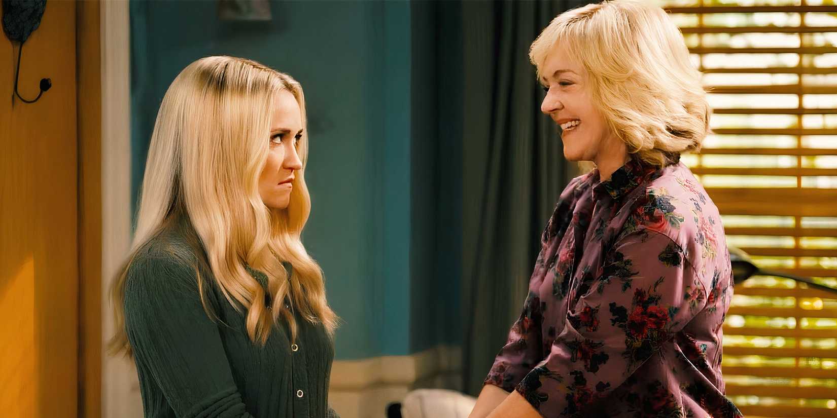 Emily Osment as Mandy McAllister and Rachel Bay Jones as Audrey McAllister in Georgie & Mandy's First Marriage