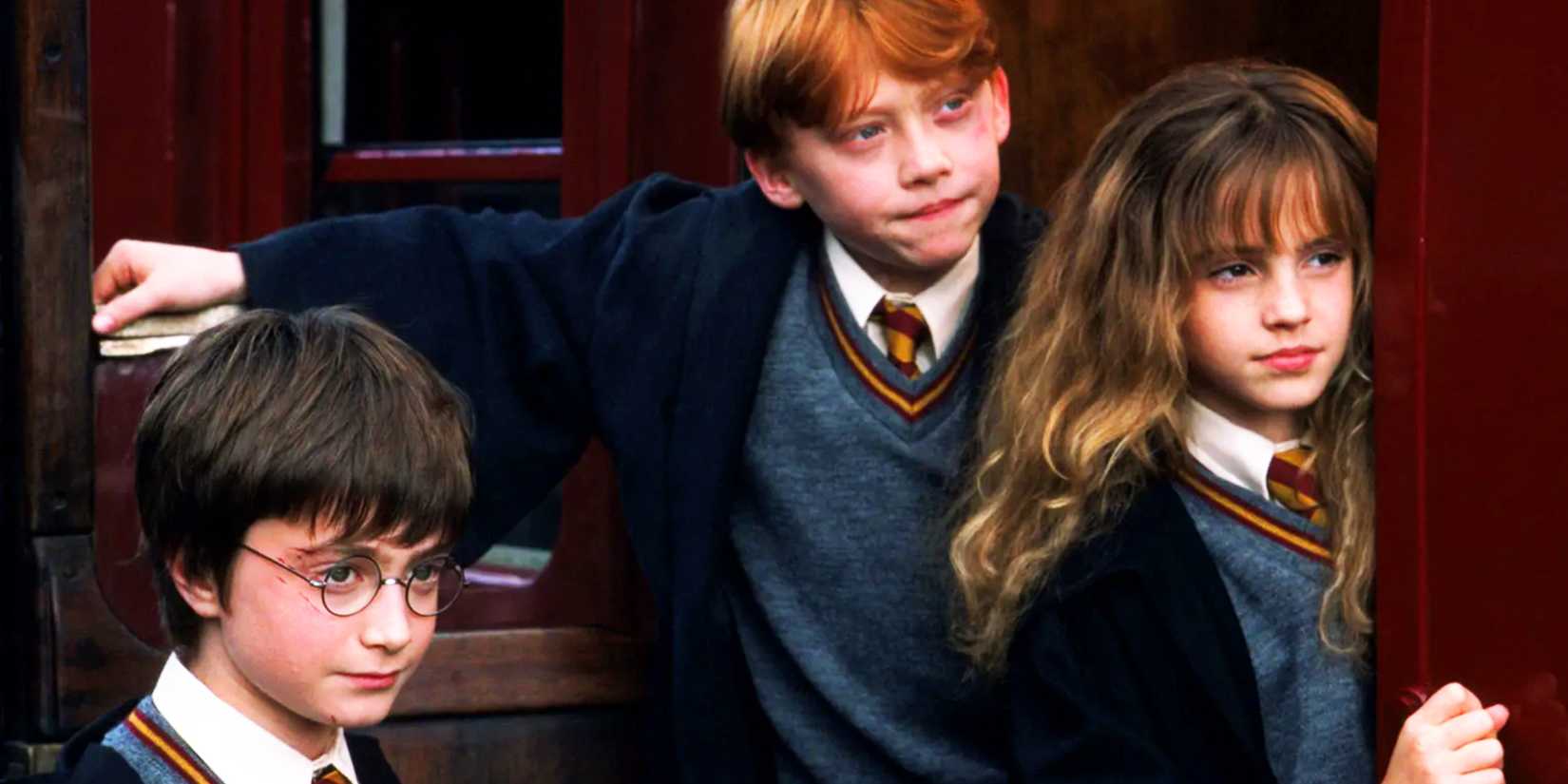 Первая сцена "Гарри Поттер и философский камень" - Рон, Гермиона, Дэниел Рэдклифф, Эмма Уотсон, Руперт Грин