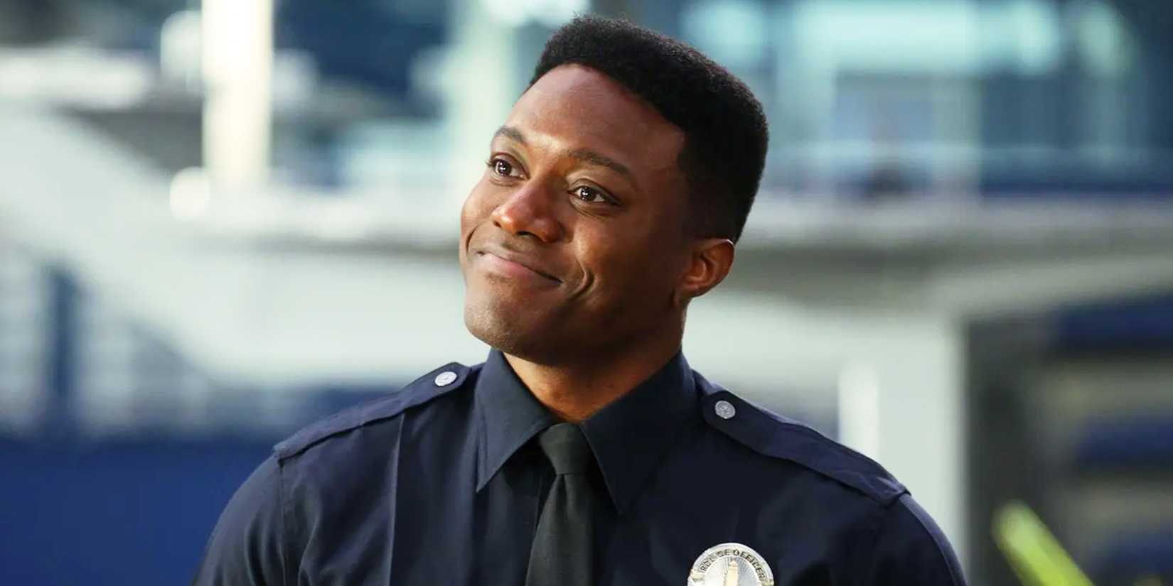 Aaron Thorsen smiling in The Rookie