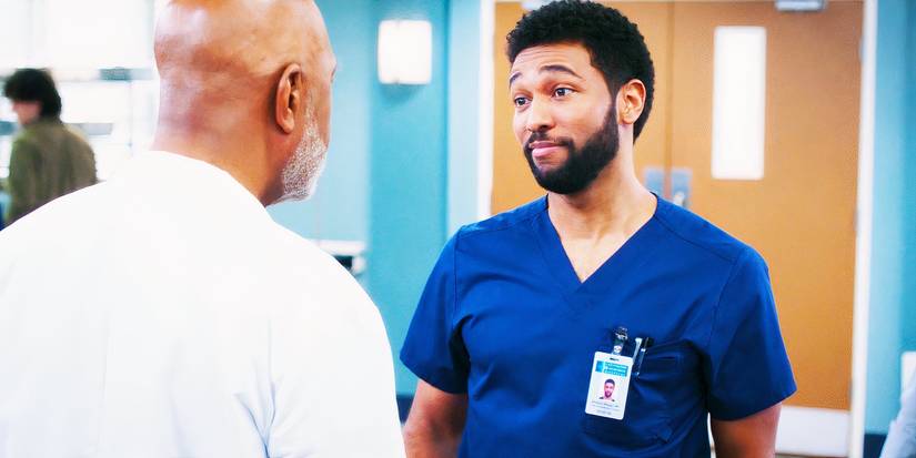 James Pickens Jr. as Richard Webber and Anthony Hill as Winston Ndugu in Grey's Anatomy season 21, episode 16