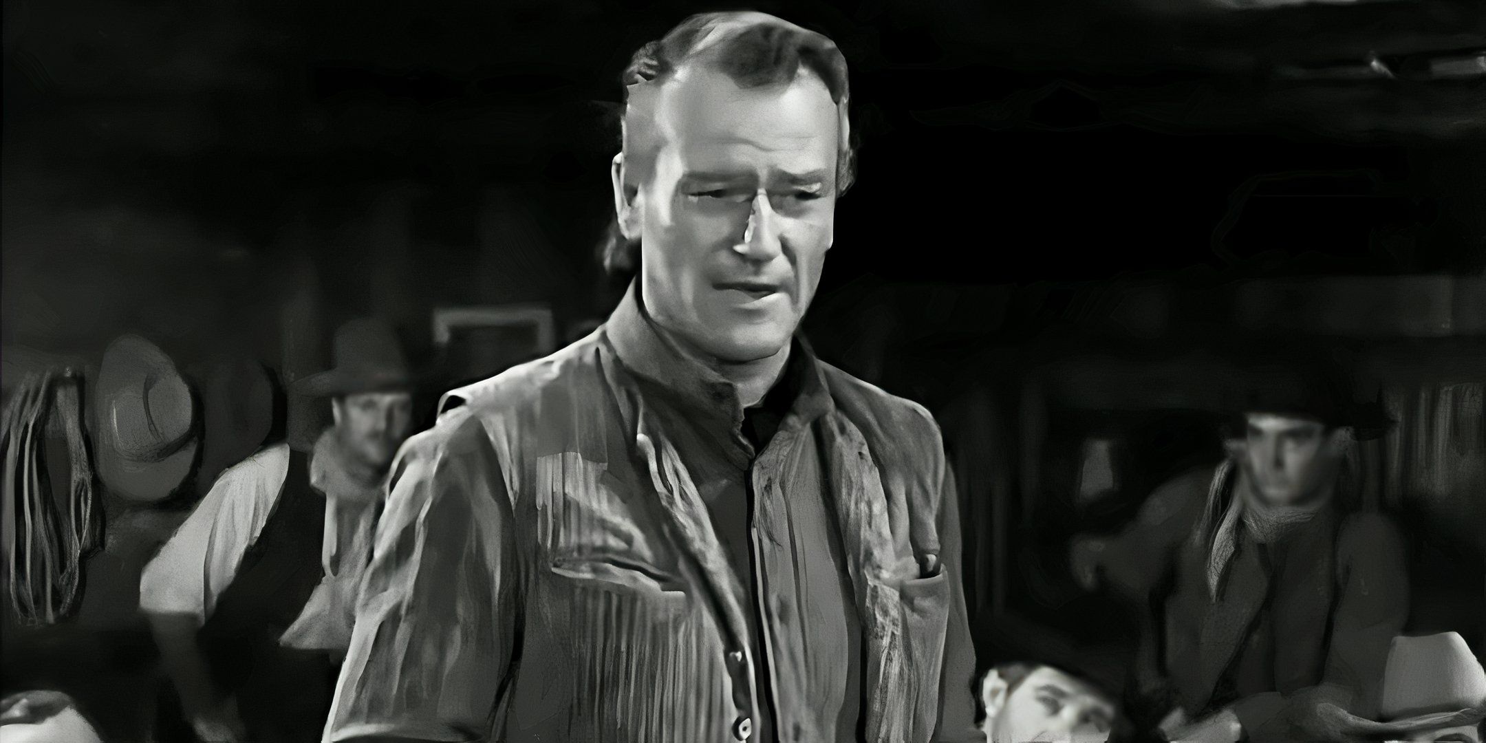 John Wayne como Thomas Dunson em Red River, um filme aclamado.