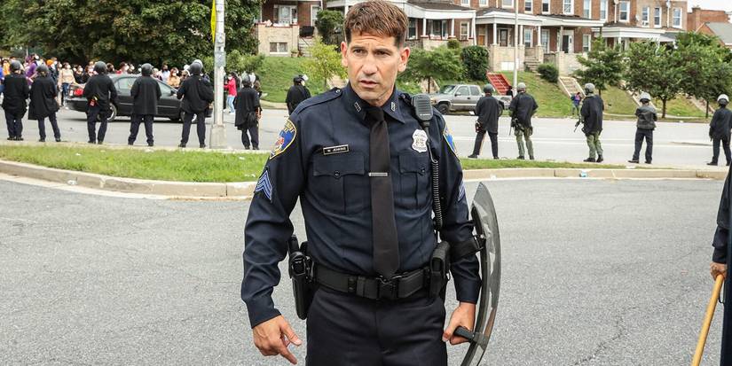 Jon Bernthal with a riot shield in We Own This City