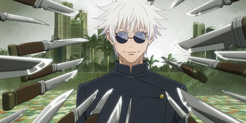 Jujutsu Kaisen - Hidden Inventory Arc Gojo with a bunch of knives pointed at him