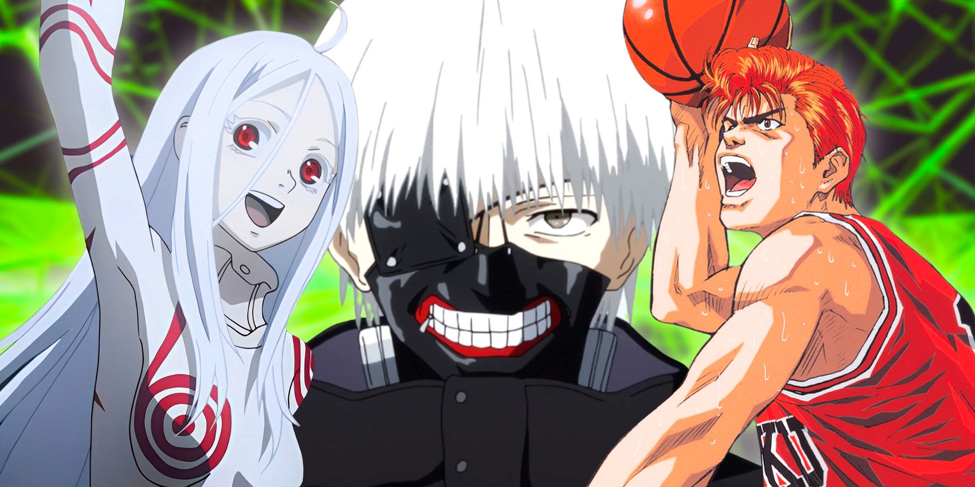 Ken Kaneki from Tokyo Ghoul, Hanamichi Sakuragi from Slam Dunk and Shiro from Deadman Wonderland