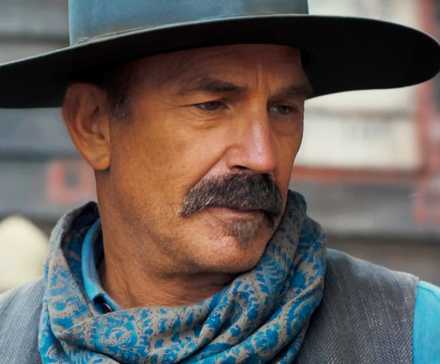 Kevin-Costner as Hayes looking seriously at something in Horizon: An American Saga - Chapter 1