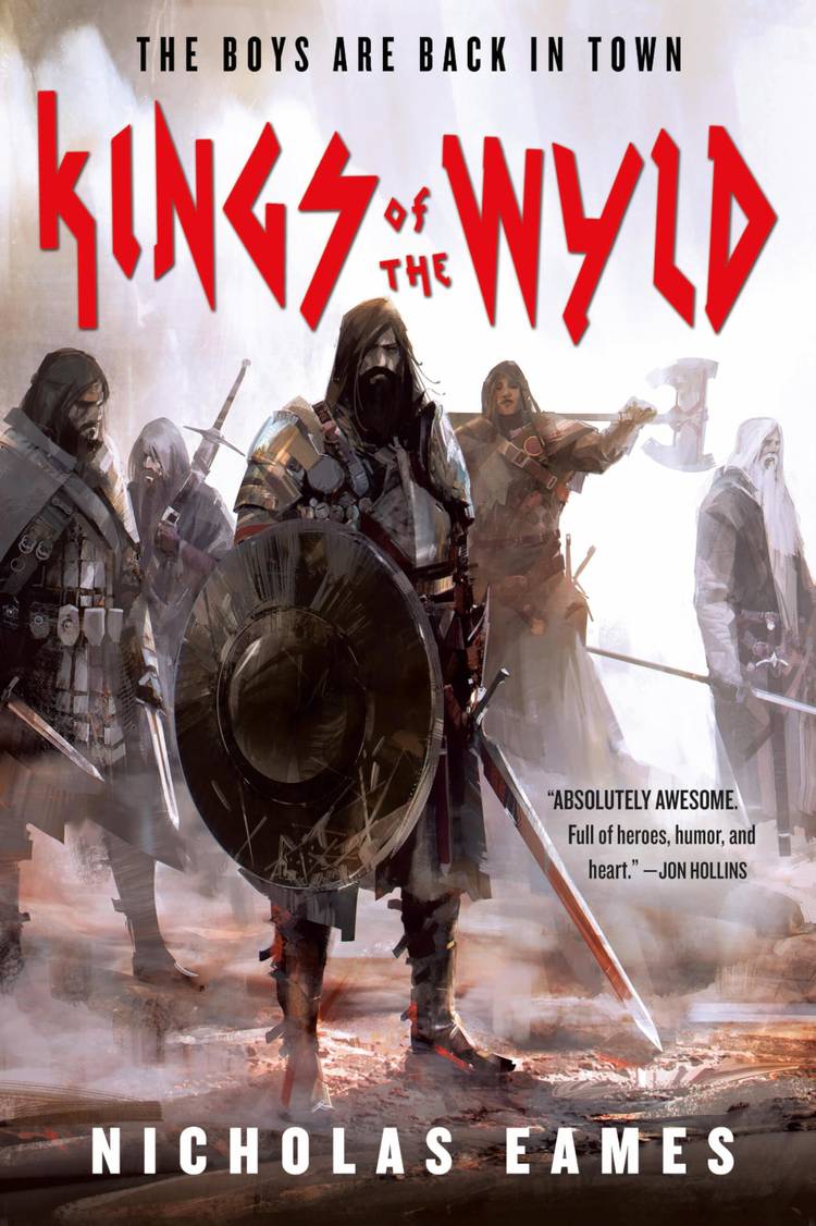 Kings of the Wyld cover featuring men holding shields and swords