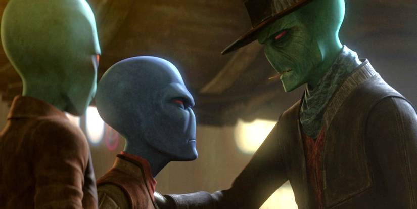 Arin, Cad Bane, and Lazlo sharing a moment in Star Wars: Tales of the Underworld