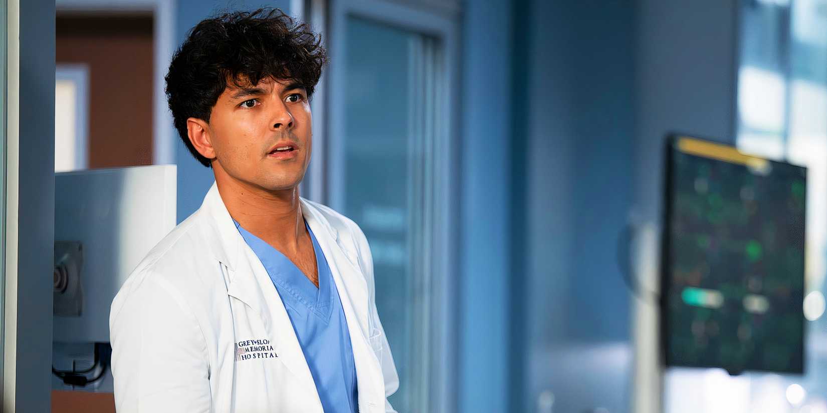 Lucas with a concerned expression in Grey's Anatomy season 21 episode 18
