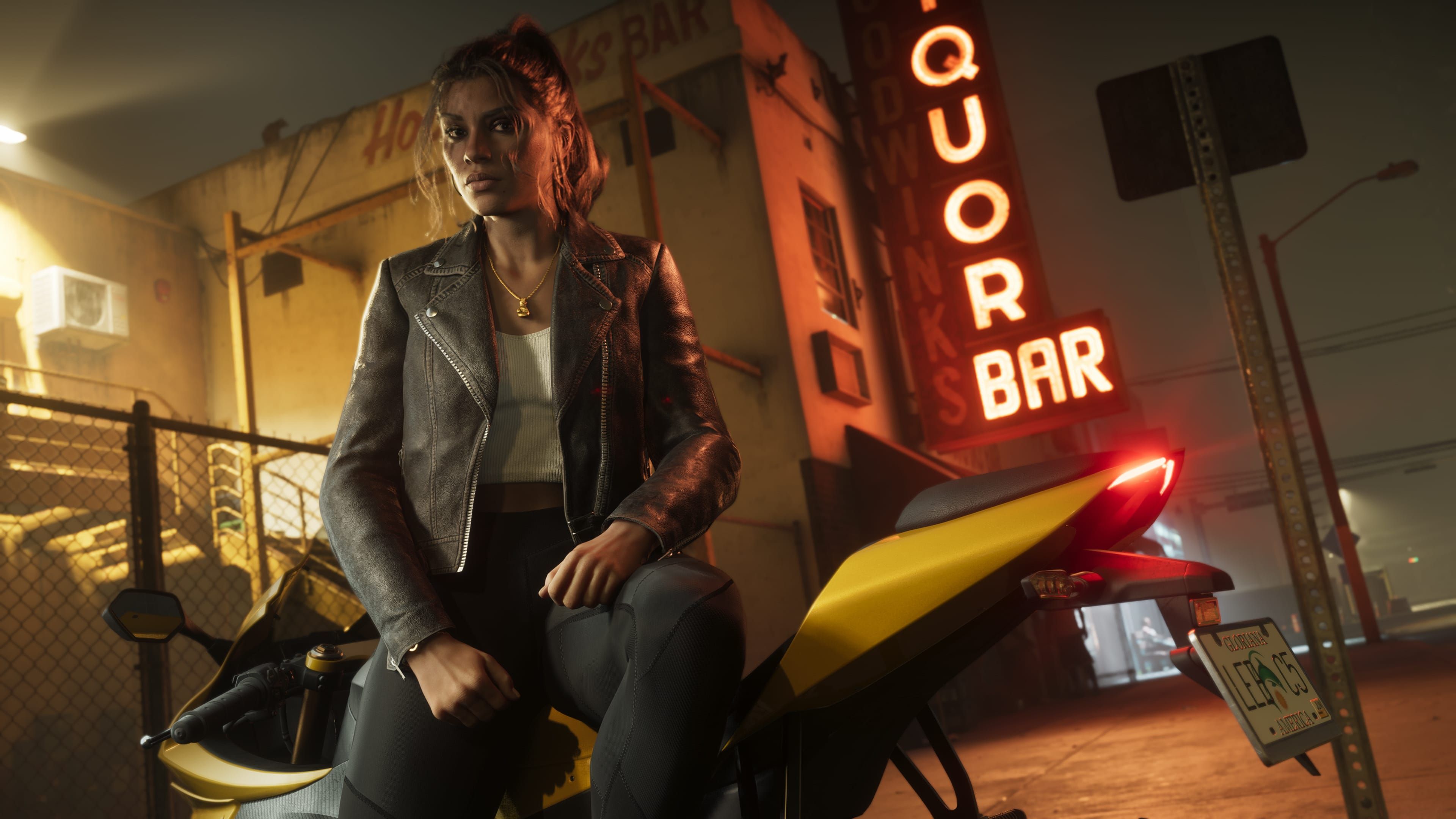 Lucia Caminos in GTA6 with a motorcycle