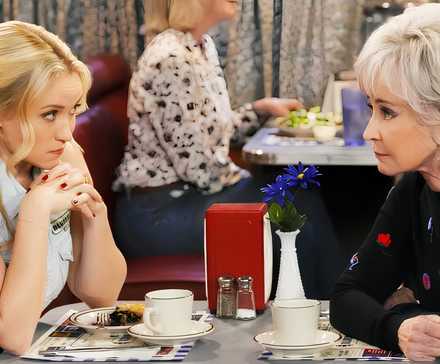 Emily Osment as Mandy and Annie Potts as Connie Tucker aka Meemaw in Georgie & Mandy’s First Marriage