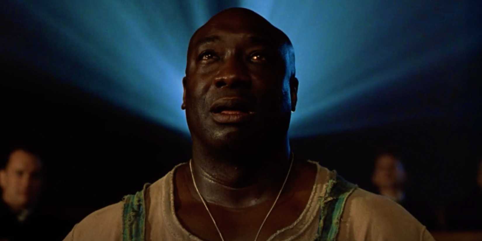 Michael Clarke Duncan as Coffy in awe watching a movie in The Green Mile