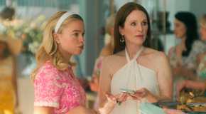Milly Alcock and Julianne Moore look to the side in Sirens