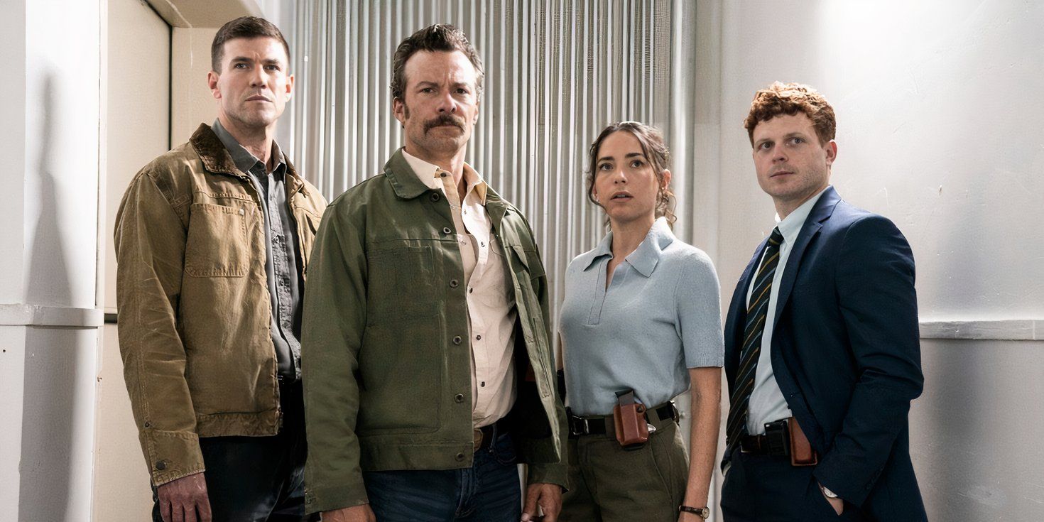 Austin Stowell as Jethro Gibbs, Kyle Schmid as Mike Franks, Mariel Molino as Lala Dominguez, and Caleb Foote as Randy Randolf in NCIS: Origins